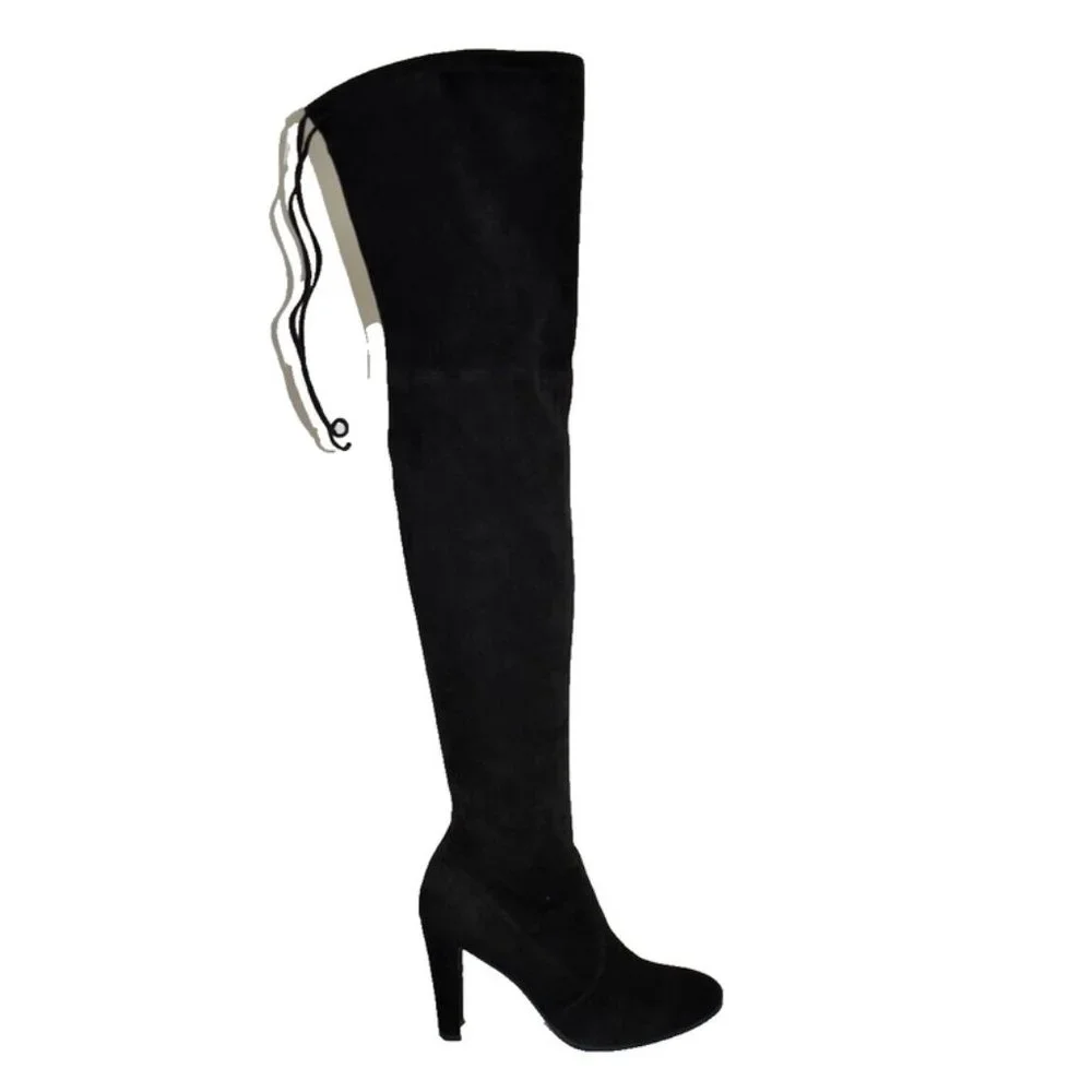 Stuart Weitzman Highland OTK Stretch Suede Boot Black Size 8.5 M MSRP $950 DD380 - Picture 4 of 11